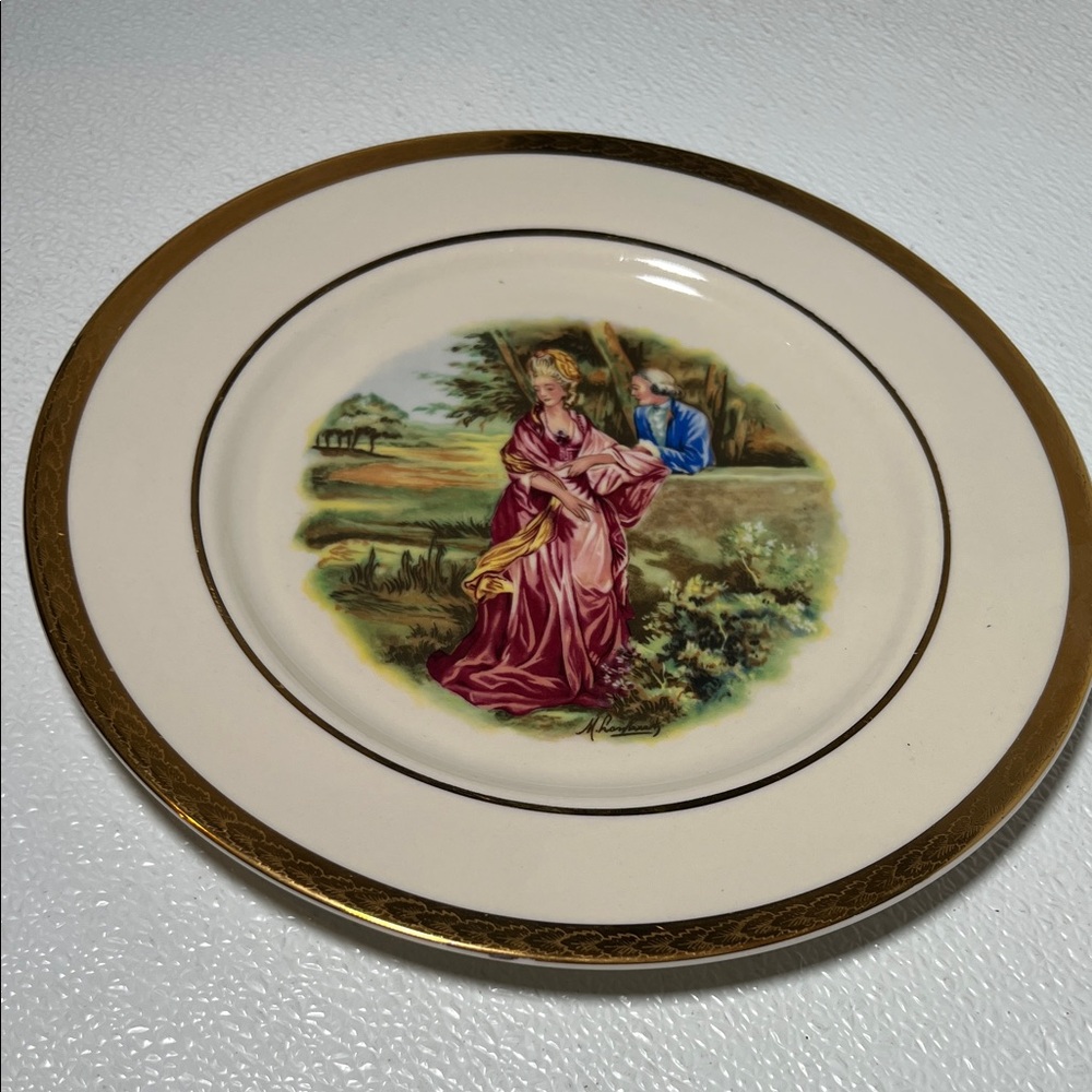 Vintage  Viletta Gold Gilt Decorative Plate | French Country Decor Gold Trim